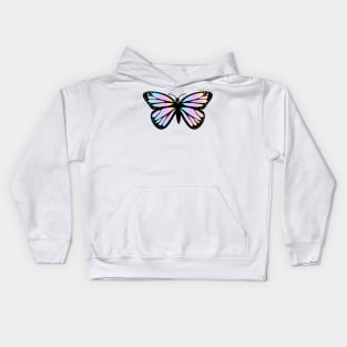 Iridescent Pink, Blue and Yellow Monarch Butterfly Kids Hoodie